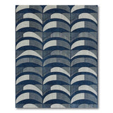 Navy Blue Geometric Arch Area Rug