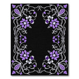 Ornate Purple Floral Frame Area Rug