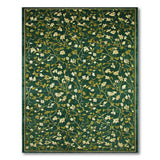 Emerald Green Floral Vine Embroidered Rug