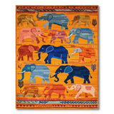 Vibrant Multi-Color Elephant Tribal Area Rug