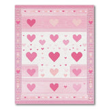 Playful Pink Pixel Hearts Area Rug