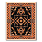 Ornate Black Orange Floral Area Rug