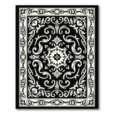 Ornate Black and White Ornate Black White Floral Area Rug