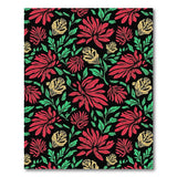 Vibrant Red Floral Pattern Area Rug on Black
