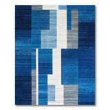 Geometric Modern Blue and Teal Modern Blue Geometric Abstract Area Rug