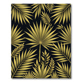 Golden Palm Fronds Area Rug on Black