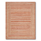 Terracotta Striped Rug with Tribal Woven Border
