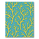 Teal Coral Branch Area Rug with Yellow Corals Pink Stars