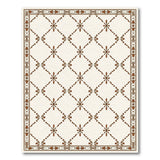 Cream Diamond Trellis Area Rug with Brown Motifs