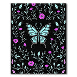 Teal Butterfly Pink Daisy Floral Area Rug