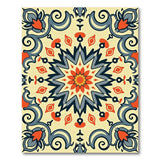 Ornate Navy Blue Coral Starburst Persian Rug