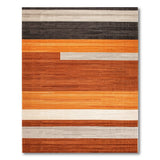 Modern Horizontal Stripe Area Rug in Rust Orange Gray