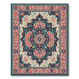 Vibrant Red Teal Persian Medallion Area Rug