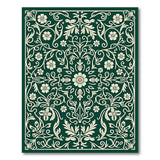Elegant Green Floral Ornate Area Rug