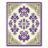 Elegant Purple Damask Floral Area Rug