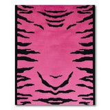 Bold Pink Tiger Stripe Shag Area Rug
