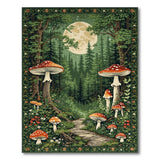 Moonlit Mushroom Forest Path Rug