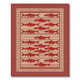 Red Salmon Fish Persian Area Rug