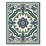 Teal Border Navy Floral Persian Area Rug