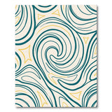 Teal Swirl Abstract Area Rug with Yellow Accents
