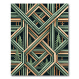 Teal Green Geometric Forest Lattice Area Rug