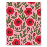 Pink Vibrant Red Poppy Floral Area Rug