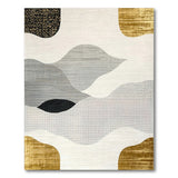 Gold Grey Abstract Wave Area Rug