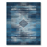 Blue and Teal Heritage Tribal Blue Teal Heritage Tribal Geometric Area Rug