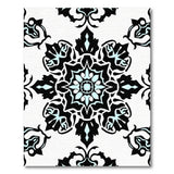 Ornate Black Teal Damask Floral Rug