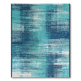 Teal Navy Abstract Brushstroke Area Rug