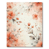 ODIKA Peach Watercolor Floral Washable Area Rug - Low Pile, Non-Slip & Pet Friendly
