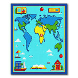 Pixelated World Map Kids Area Rug
