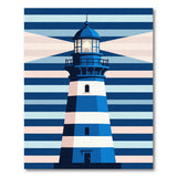 Striped Blue Lighthouse Coastal Area Rug