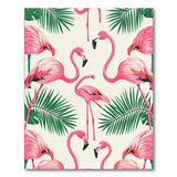 Pink Pink Flamingo Tropical Leaves Area Rug