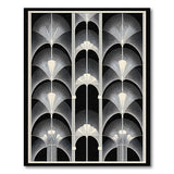 ODIKA Art Deco Geometric Fan Washable Area Rug, Low Pile Non-Slip Black and Cream Carpet