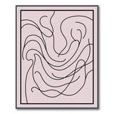 Abstract Wavy Black Lines Pink Area Rug