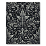 Ornate Black White Acanthus Leaf Area Rug