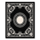ODIKA Washable Vintage Ornate Floral Medallion Black & Cream Low Pile Area Rug