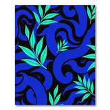 Navy Swirl and Teal Leaf Abstract Area Rug