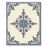 Blue and Teal Navy Ornate Floral Border Area Rug