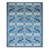 Teal Elk Silhouette Heritage Tribal Rug