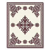 Ornate Maroon Floral Cream Area Rug