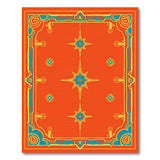 Vibrant Orange Teal Star Southwestern Rug