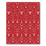 Red Damask Evergreen Floral Pattern Rug