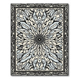 ODIKA Washable Bohemian Mandala Area Rug - Non-Slip Low Pile Blue & Cream Floral Carpet