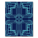 Teal Neon Grid Geometric Area Rug
