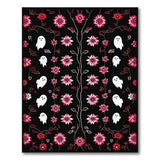 Spooky Red Floral Ghosts Area Rug