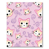 Playful Pink Cartoon Cat Faces Area Rug