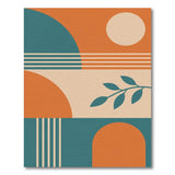 Teal Geometric Area Rug with Orange Accents