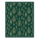 Emerald Green Gold Leaf Fern Area Rug